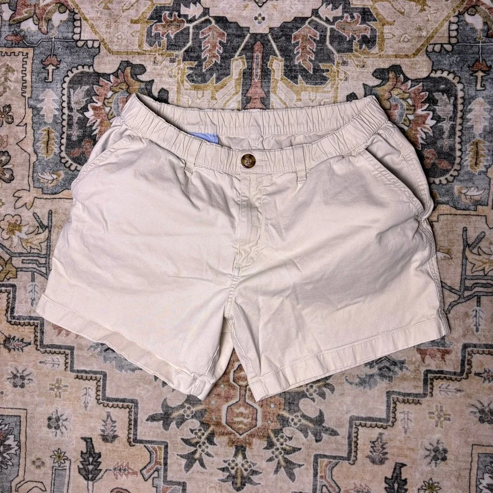 Chubbies Originals Mens Tan Khaki Elastic Waist Summer Shorts 5.5 Inseam Large